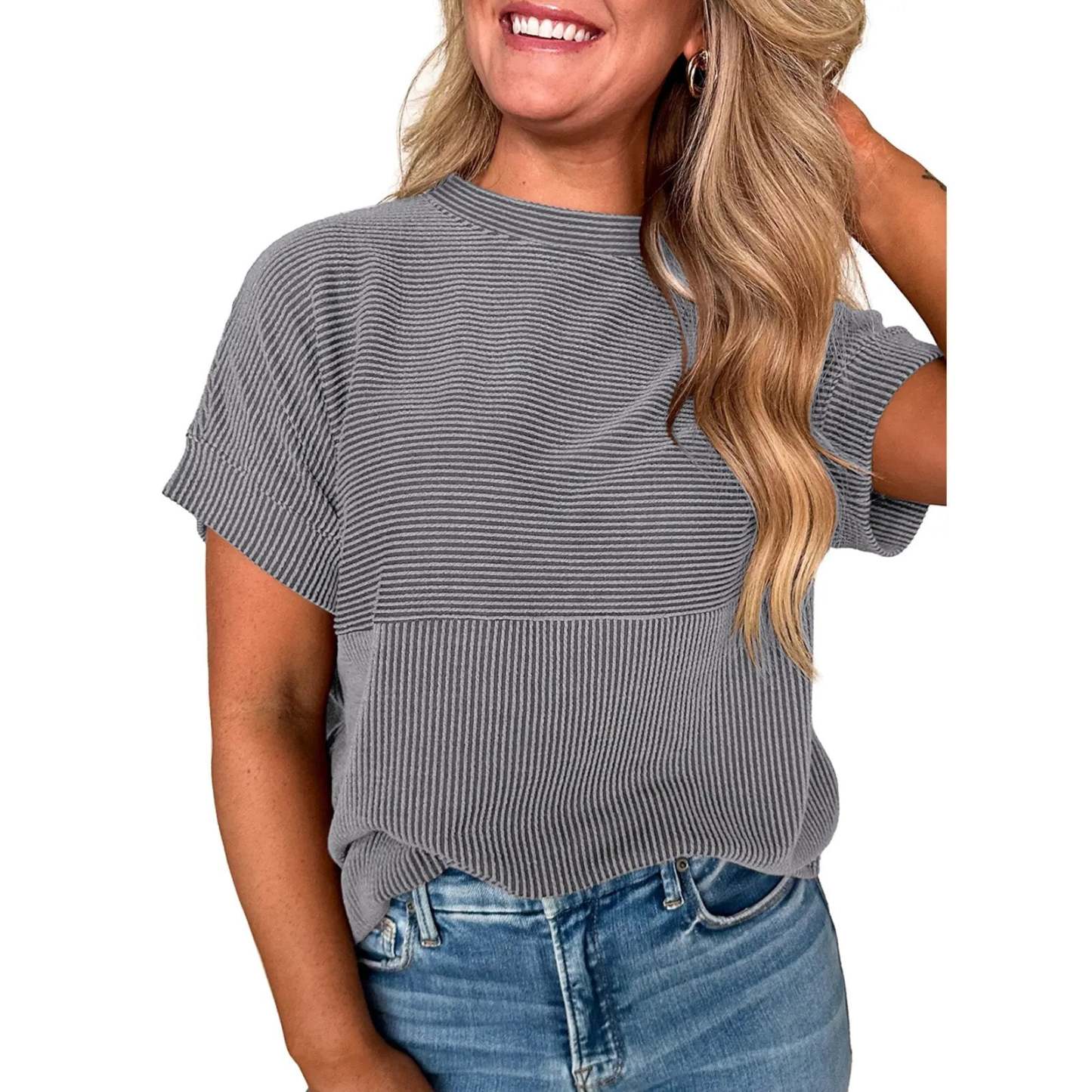🌞 Women's Solid Short Sleeve Striped T-Shirt | 2026 Summer Collection 🌞
