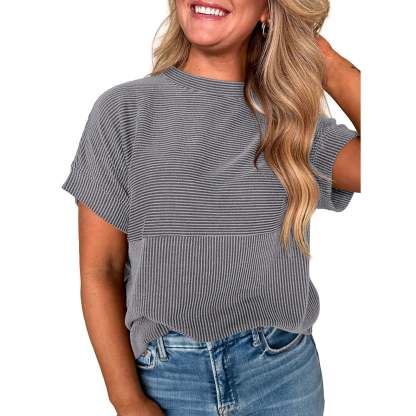🌞 Women's Solid Short Sleeve Striped T-Shirt | 2026 Summer Collection 🌞