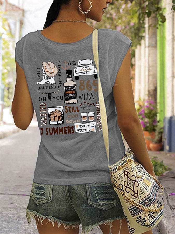 Women's Wallen Wasted On You Western Print Tank Top