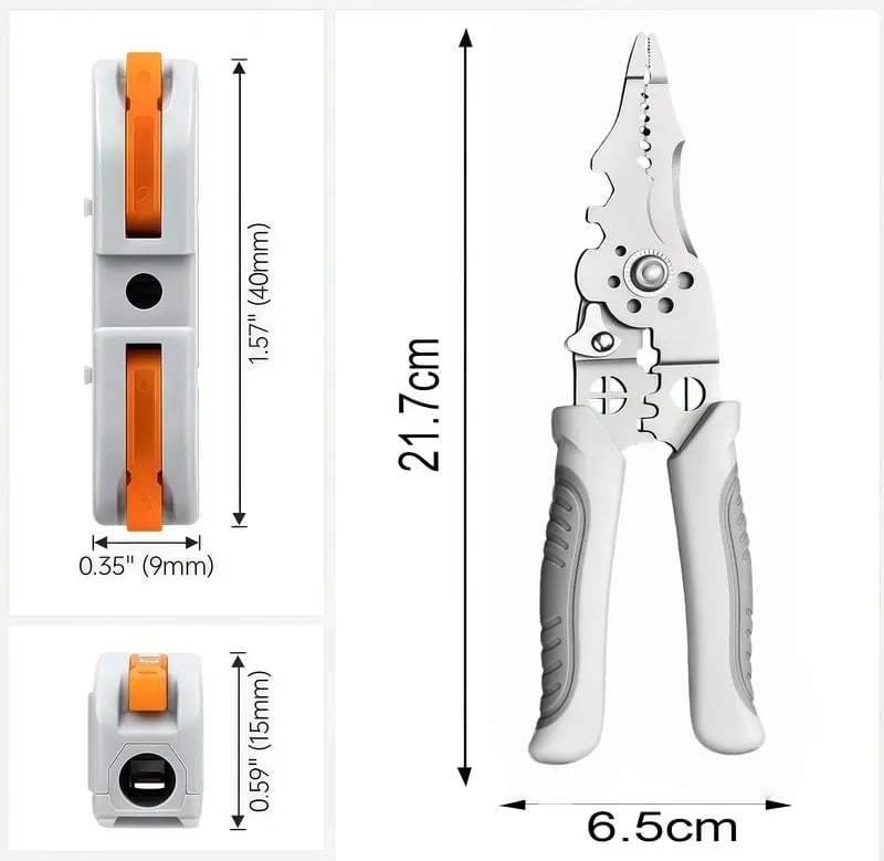 🔥🛠️Universal Quick Lever Electrical Wire Connectors (24-12 AWG) Assortment (50/100Pcs) + Wire Stripper