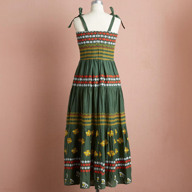 Women's Bohemian Floral Maxi Dress With Adjustable Straps