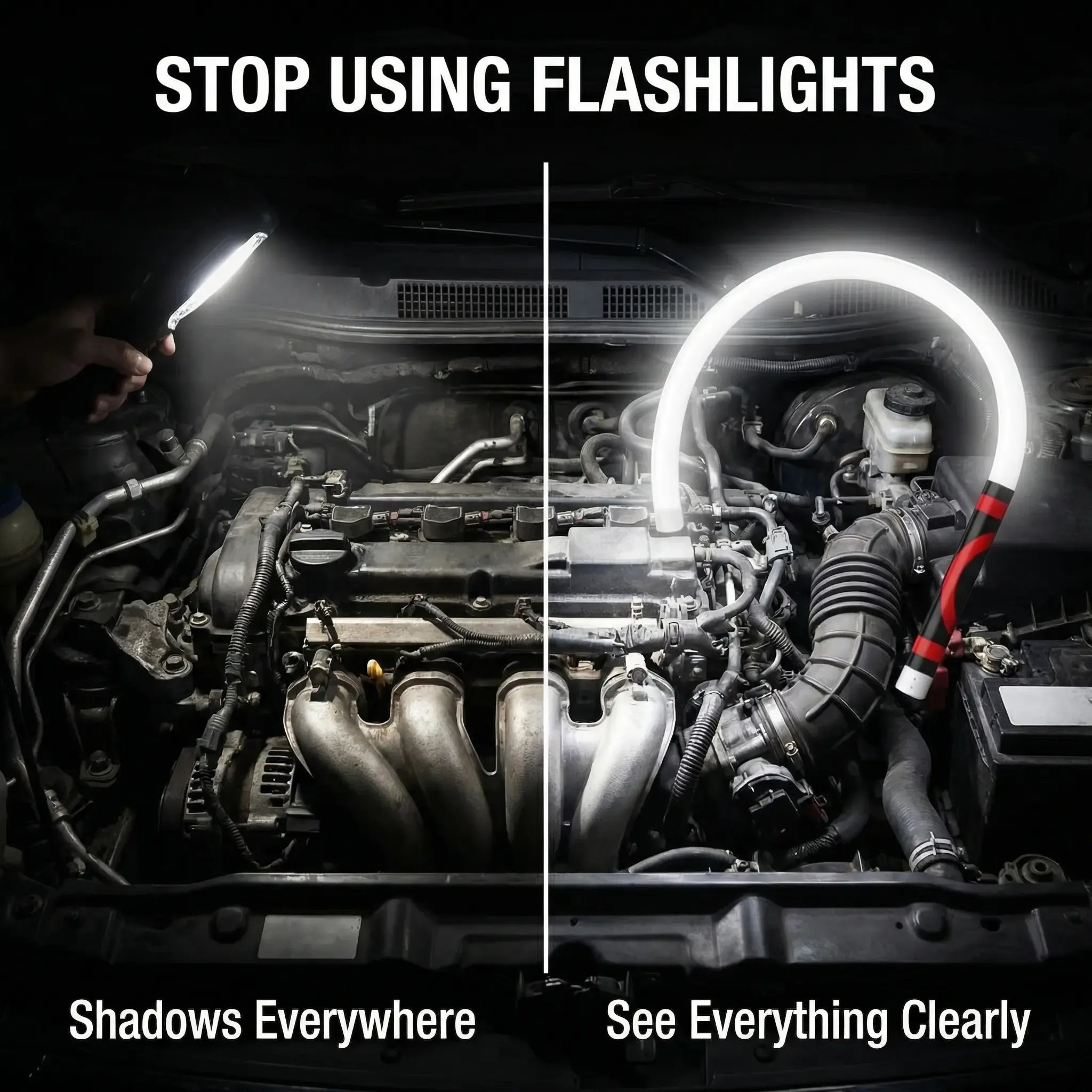 🌟 27" Flexible LED Work Light 🌟Bendable LED Flashlight Stick