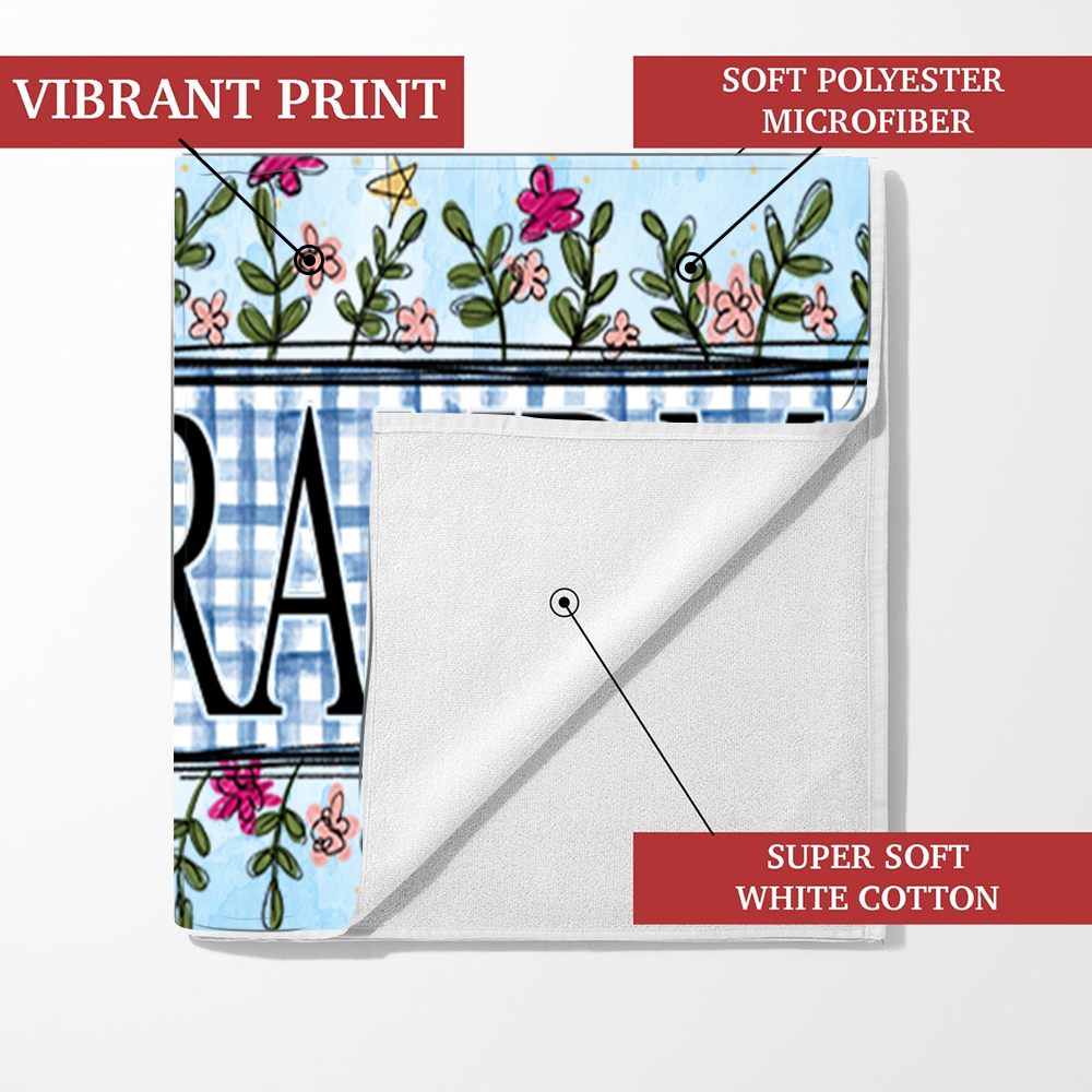 Personalized Summer Beach Towels, Flowers Gifts Grandma, Custom Nickname, Summer Beach Towels