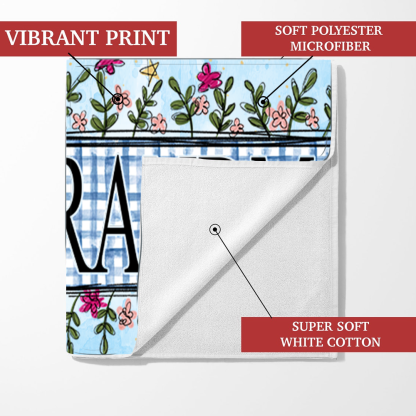 Personalized Summer Beach Towels, Flowers Gifts Grandma, Custom Nickname, Summer Beach Towels