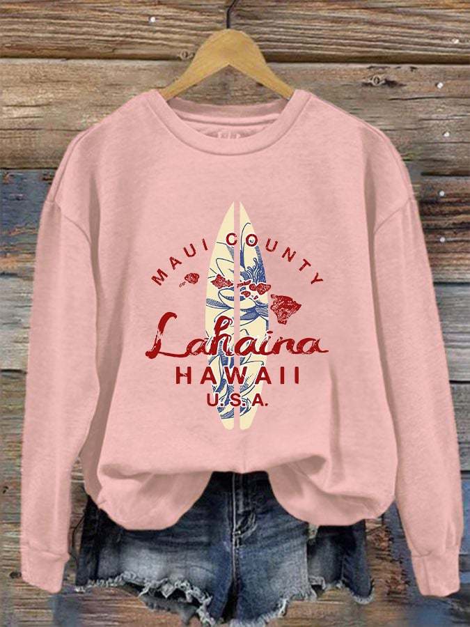 Women's Maui Lahaina Strong Print Crew Neck Sweatshirt