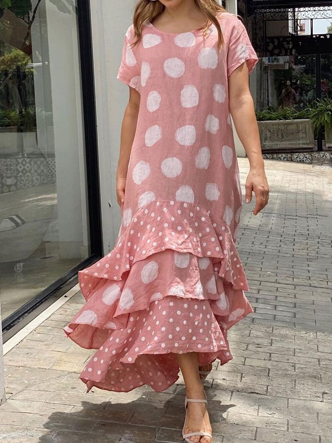 Polka Dot Layered Swing Dress