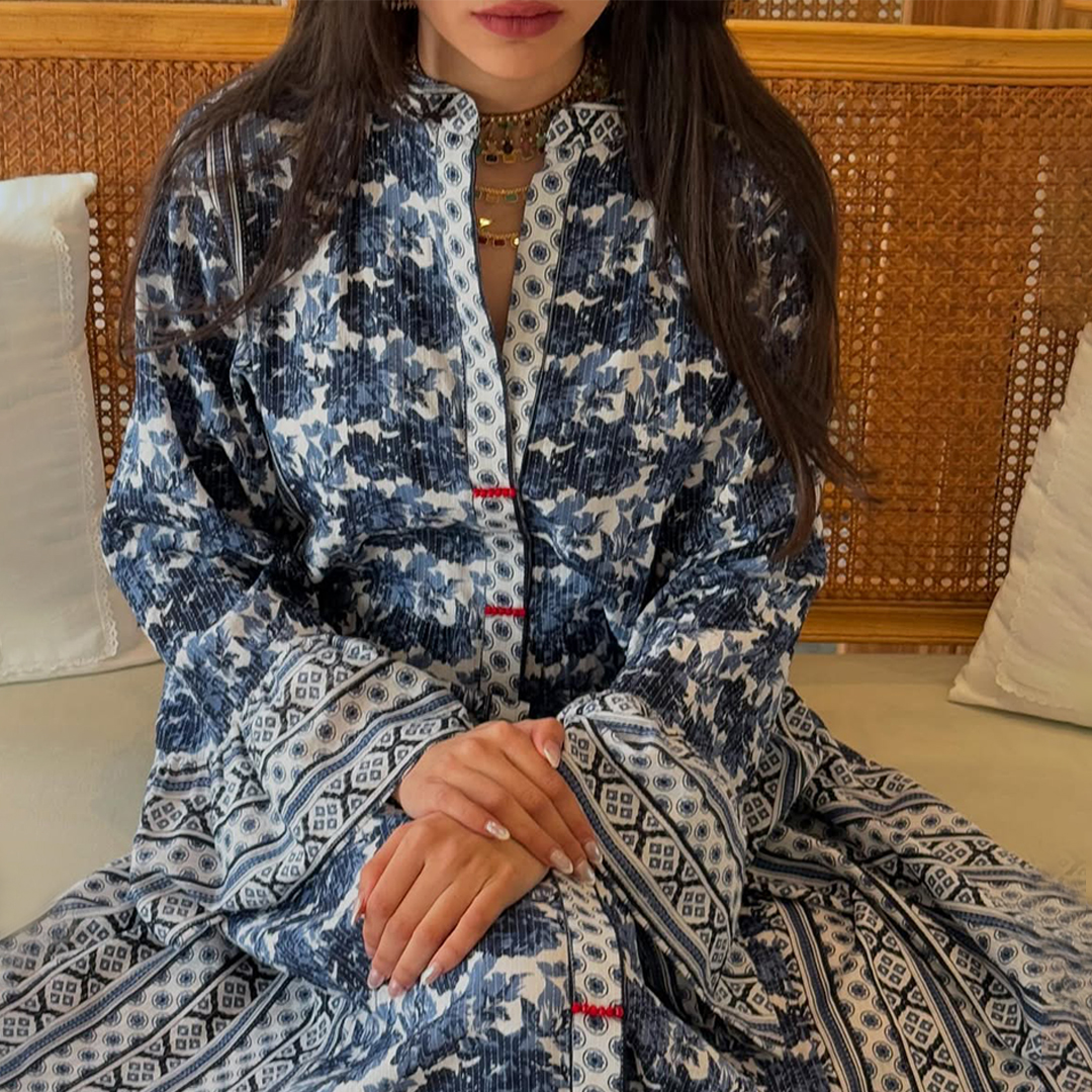 Women's Middle Eastern Vintage Floral Jalabiyas Dress