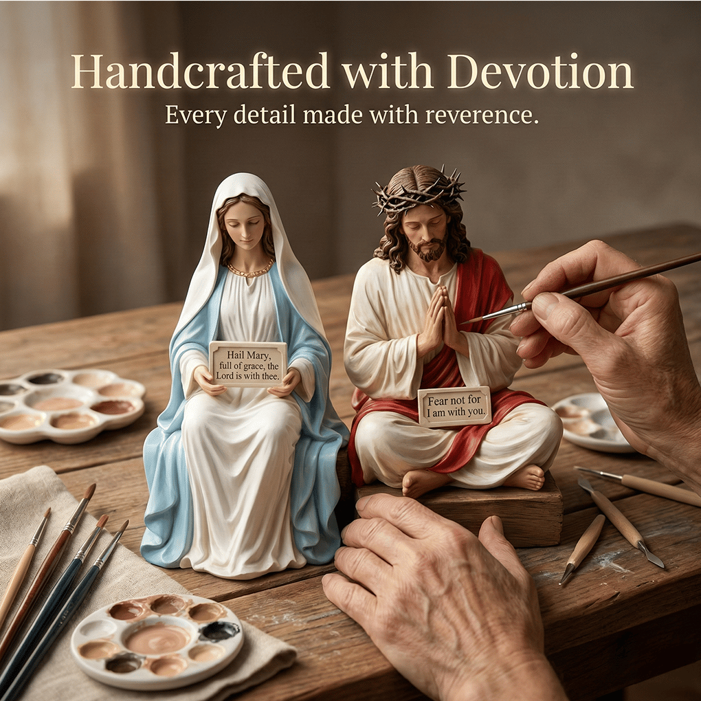 ✝️Peaceful Desk Companions ✨ Handcrafted Jesus & Virgin Mary Figurines