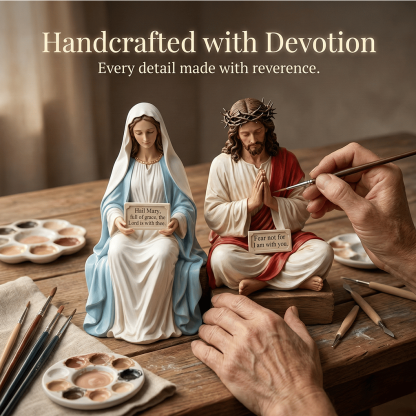 ✝️Peaceful Desk Companions ✨ Handcrafted Jesus & Virgin Mary Figurines