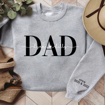 Dad And Kids Since Year Shirt, Dad Papa Grandpa PopPop And Grandkids, Valentine's Day, Father's Day CTH01 Sweatshirt