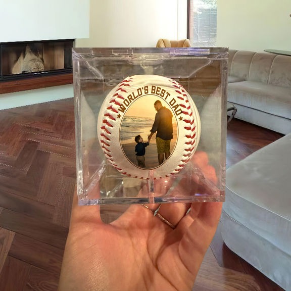 Personalized Fathers Day - Gifts for Dad - World's Best Dad - Engrave Your Favorite Photo on Baseball Balls - Custom photo Baseball Balls