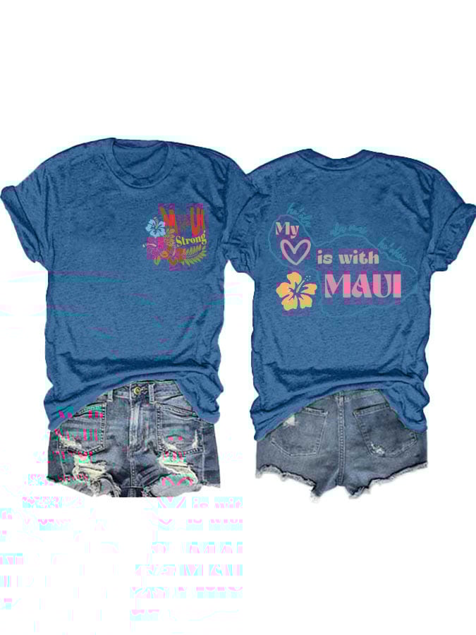 Women's Maui Strong Pray For Maui Print Short Sleeve T-Shirt