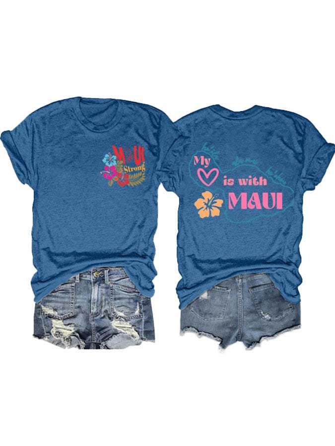Women's Maui Strong Pray For Maui Print Short Sleeve T-Shirt