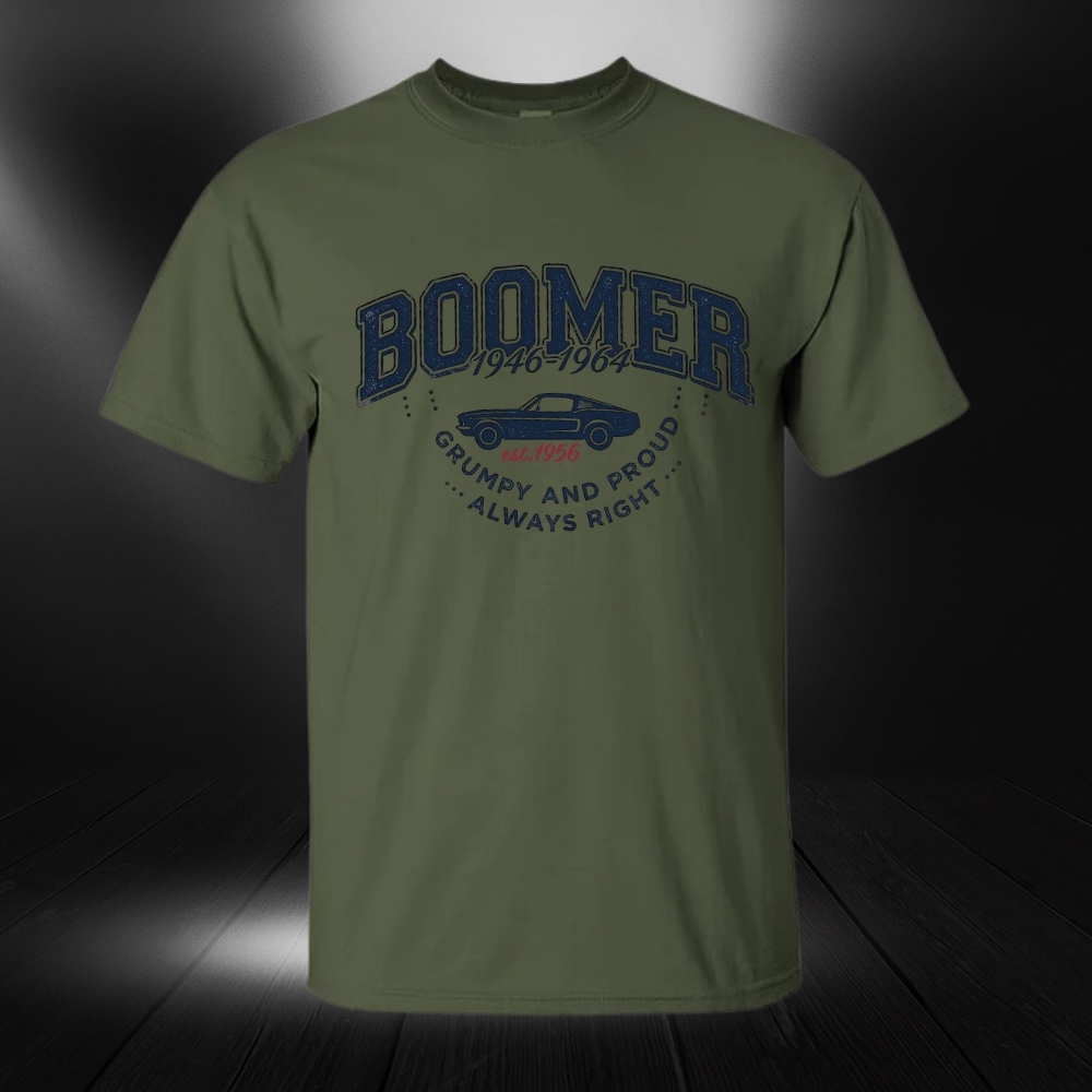Vintage Boomer "Grumpy and Proud" Graphic Tee,Washed T-shirt