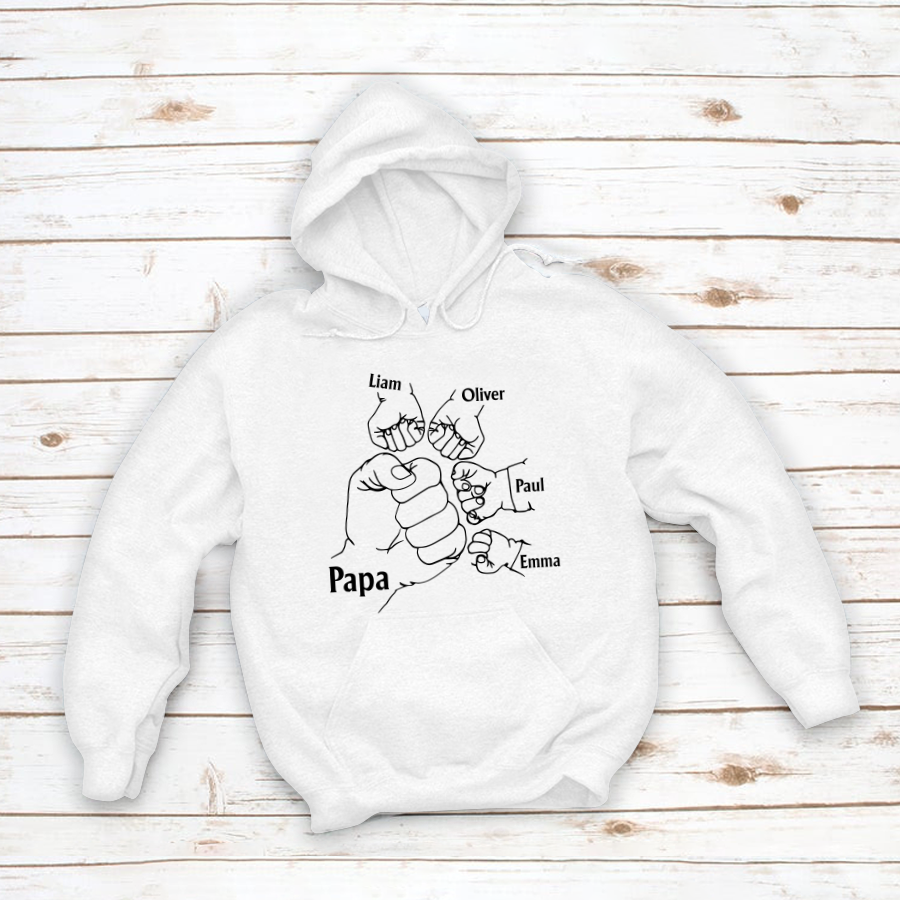 Papa And Kids Hand, Birthday Gift For Papa Hoodie