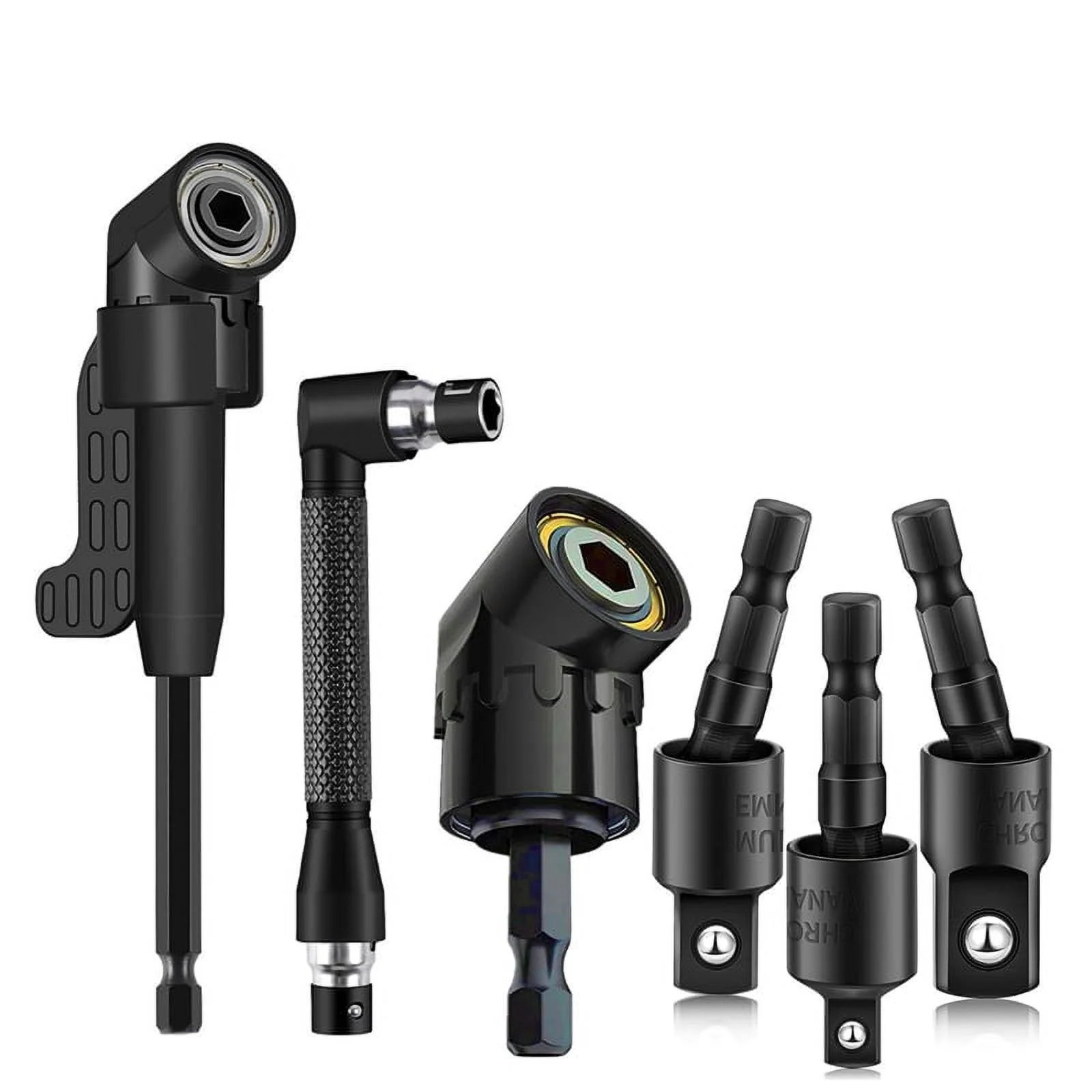 6Pcs Right Angle Drill Attachment Set with 105&deg; Angle Drill Adapter and Impact Grade Socket Adapter