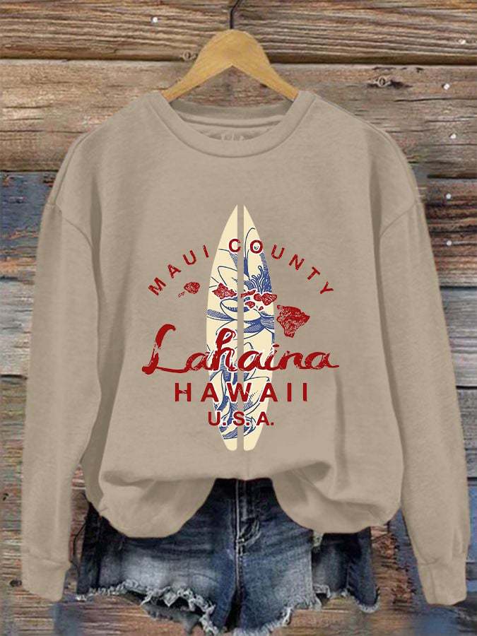 Women's Maui Lahaina Strong Print Crew Neck Sweatshirt