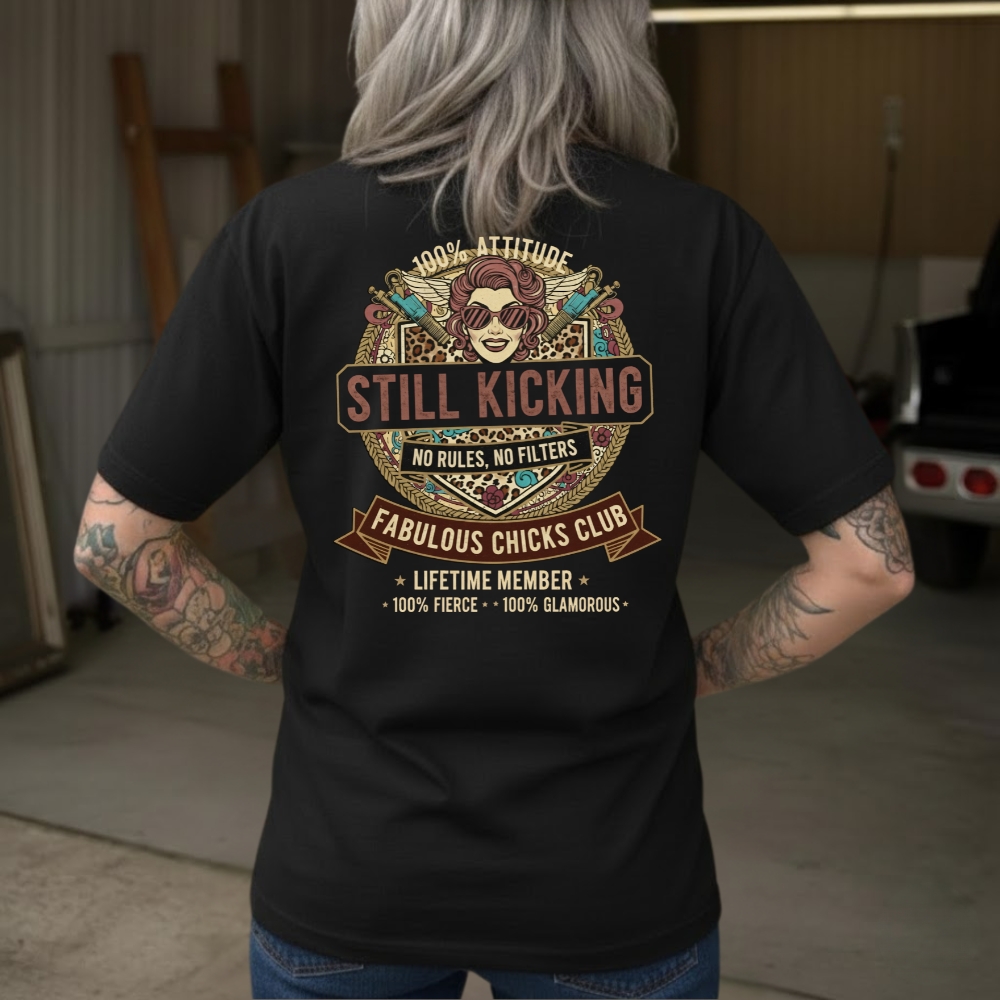 Still Kicking & Fabulous: Lifetime Member Attitude Custom Year Of Birth Women's V-neck long sleeve, V-neck, Sweatshirt, Hoodie