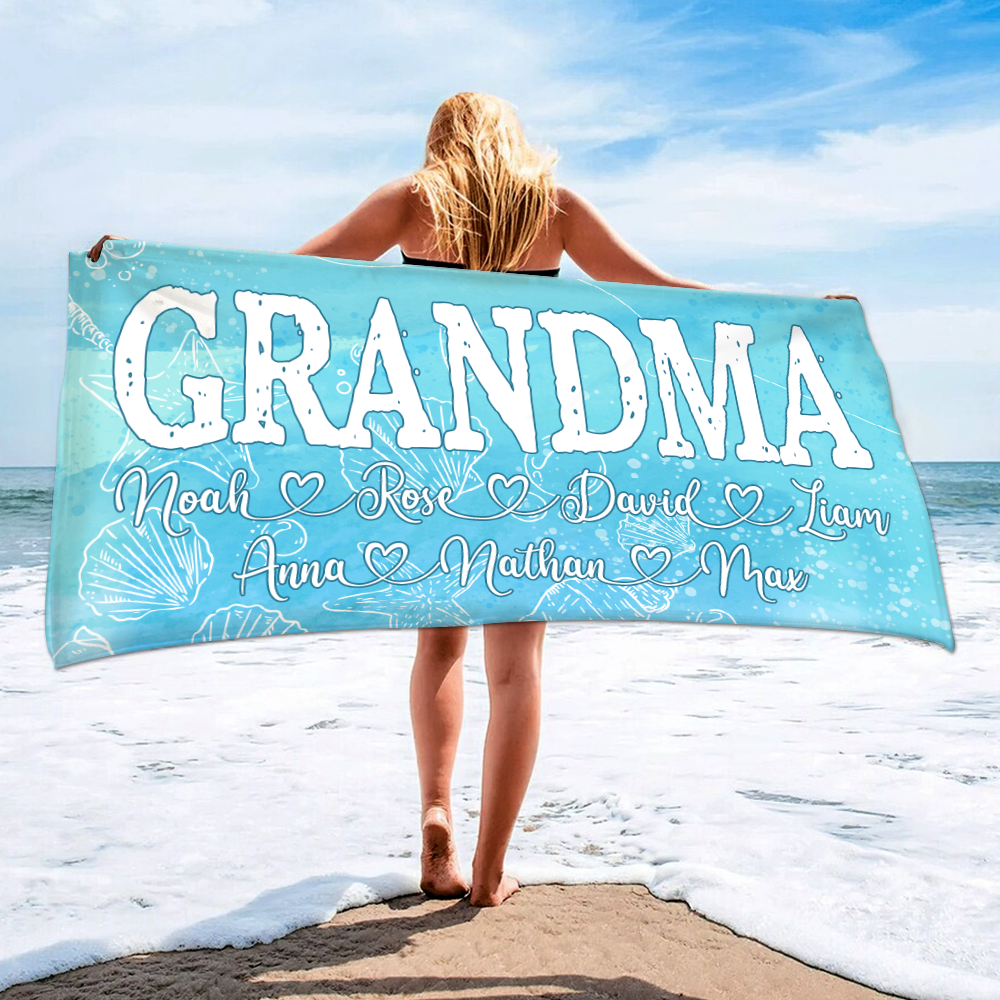 Beach Towel For Grandma, Beach Love Gift For Grandma And Kids, Summer Beach Towe