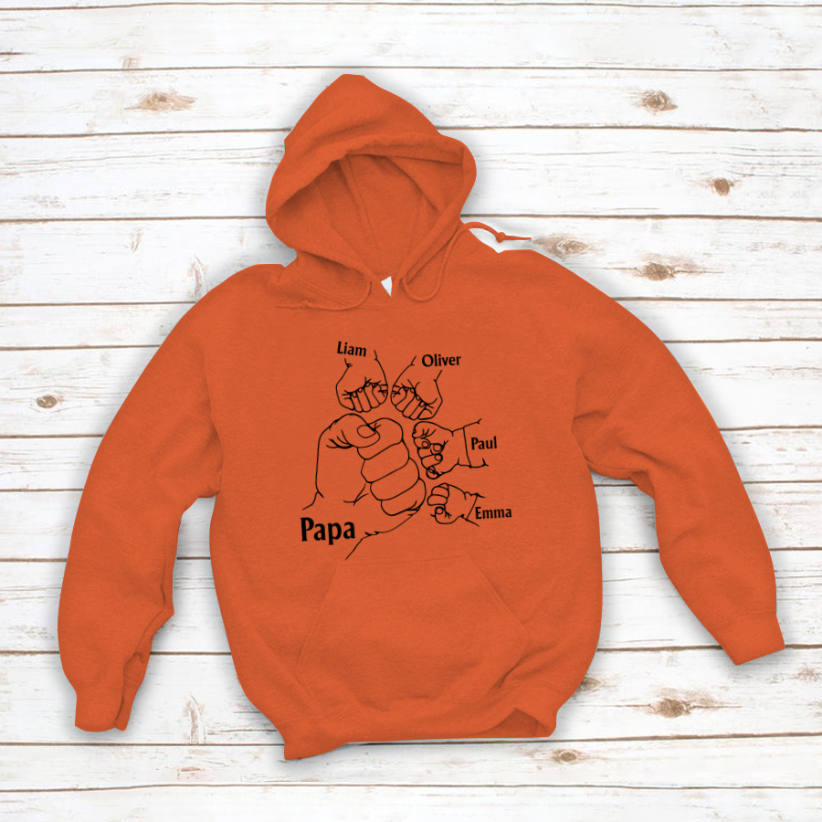 Papa And Kids Hand, Birthday Gift For Papa Hoodie