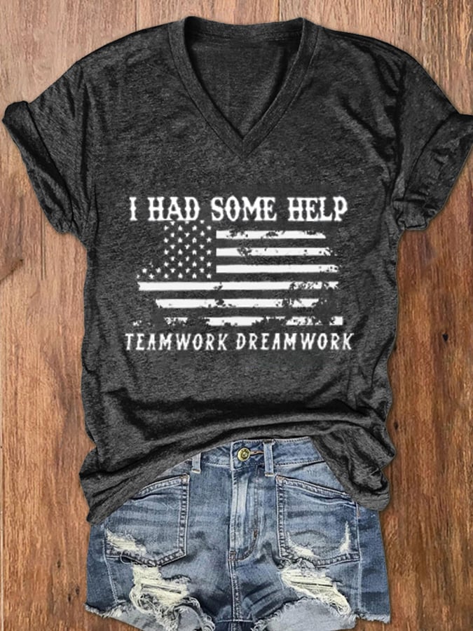 Women's I Had Some Help Print V-Neck T-Shirt