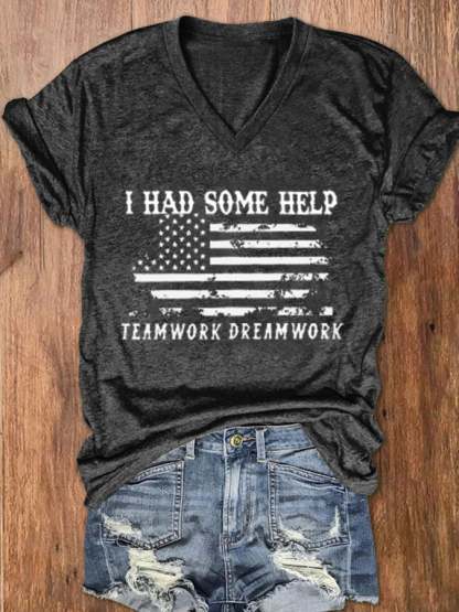 Women's I Had Some Help Print V-Neck T-Shirt