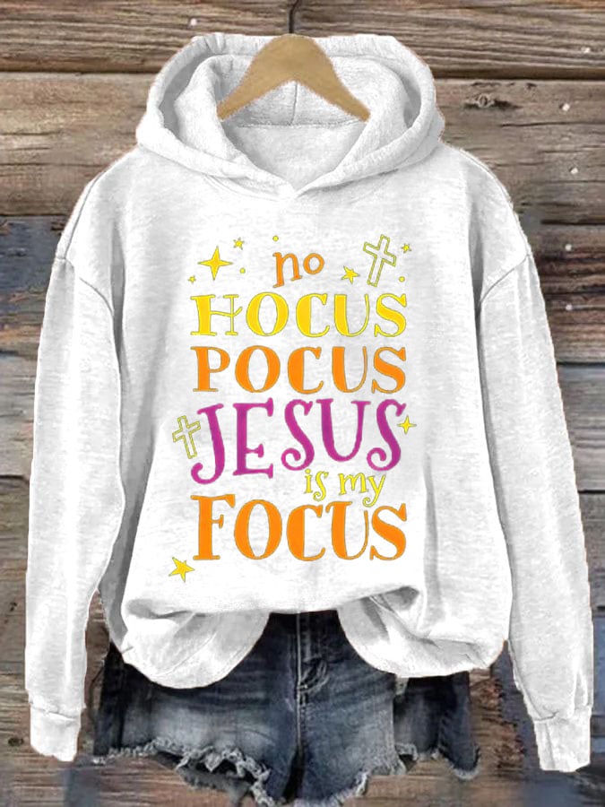 Women's No Hocus Pocus Jesus Is My Focus Halloween Hoodie