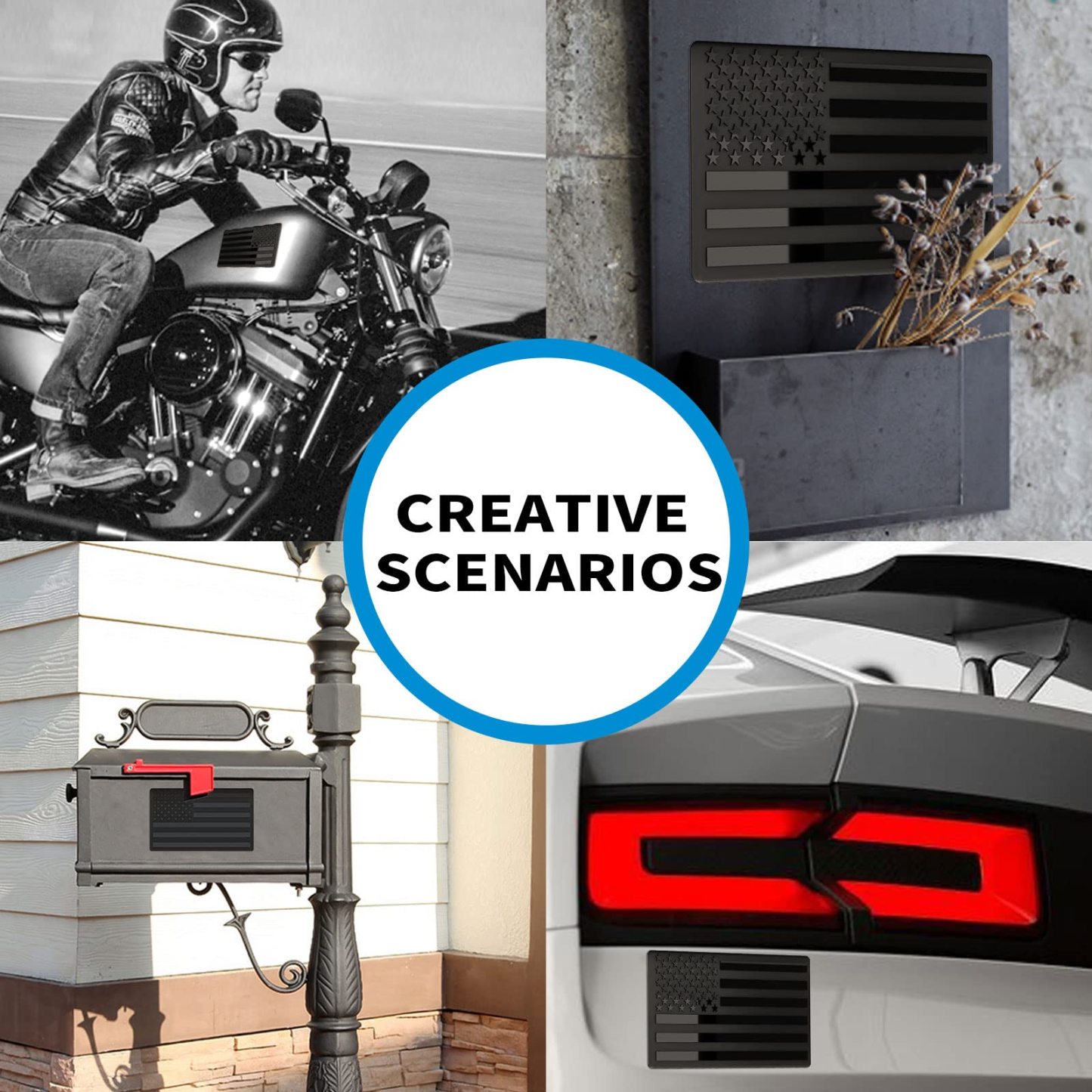 🔥3D All-Black American Flag Emblem Decal