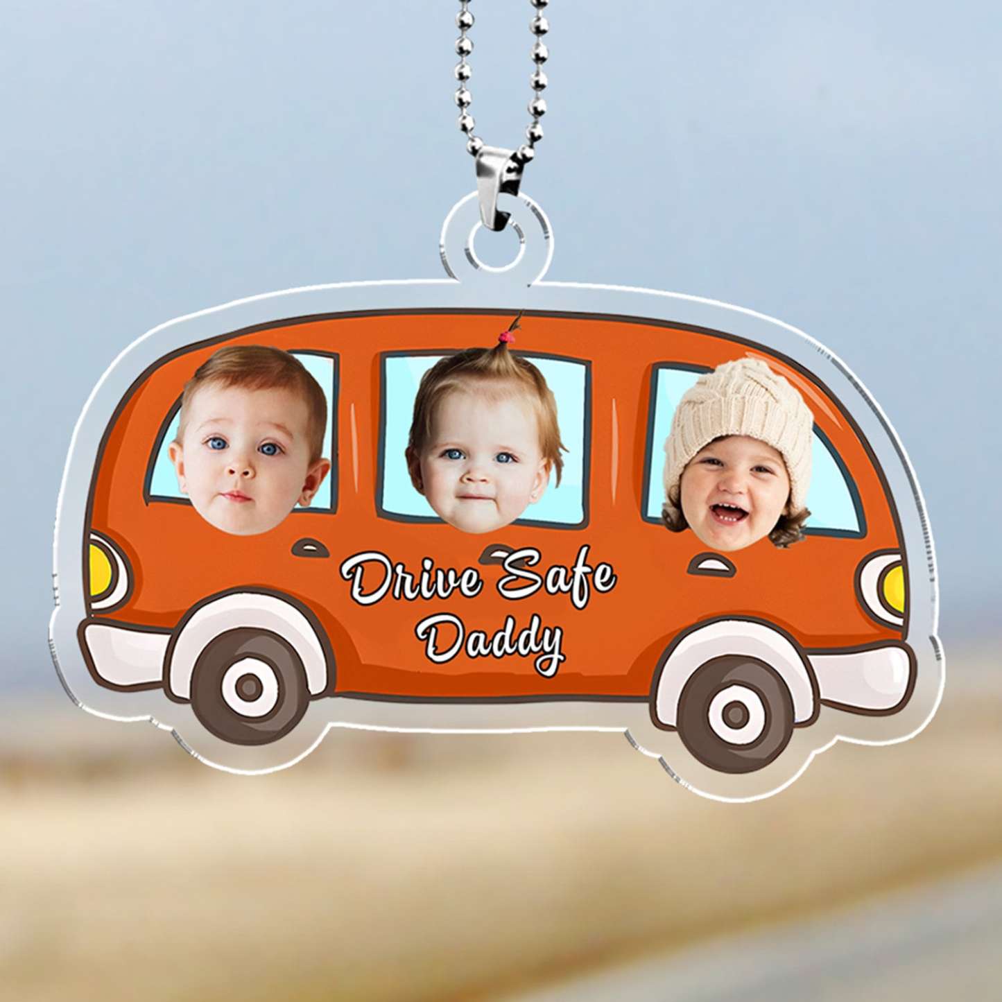 Customized Drive Safe Daddy Acrylic Car Hanging with Photo - Personalized Father's Day Gift for New Dad & Husband