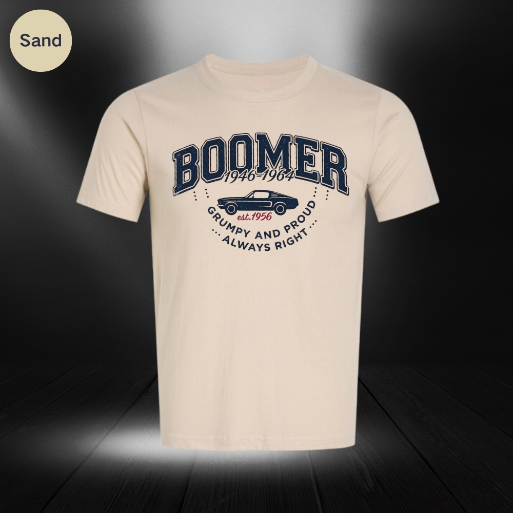 Vintage Boomer "Grumpy and Proud" Graphic Tee,Washed T-shirt