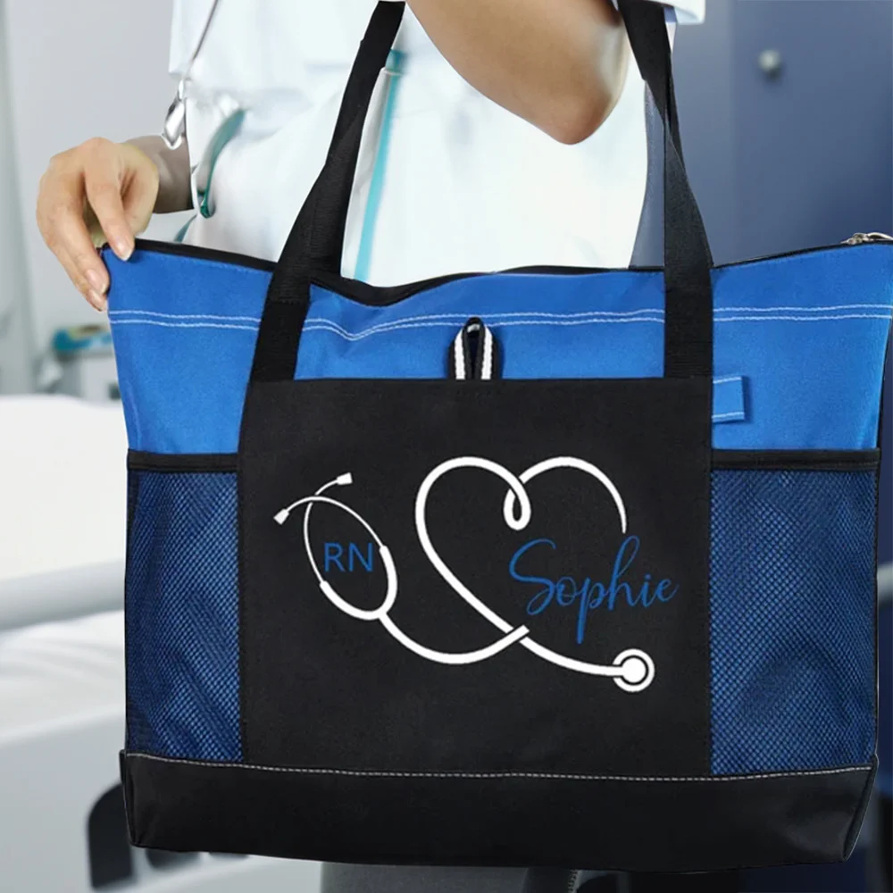 Bag Color Personalized Nurse Tote Bag with Zipper Nurse Week Appreciation Graduation Gift