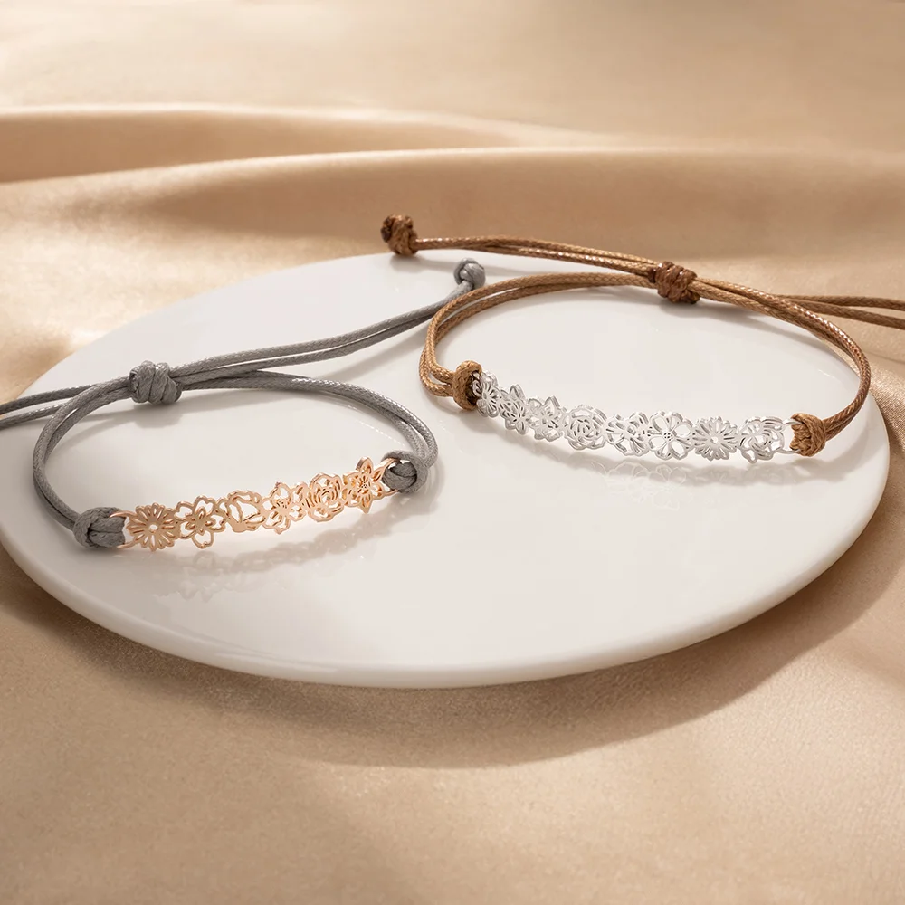 Personalized Mother's Day Dainty Adjustable Birth Flowers Family Jewelry | GC048