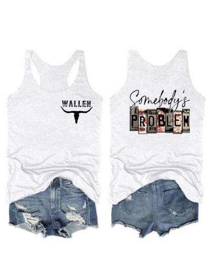 Women's Wallen Somebody's Problem Print Casual Vest Top