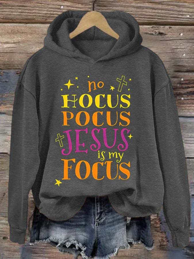 Women's No Hocus Pocus Jesus Is My Focus Halloween Hoodie