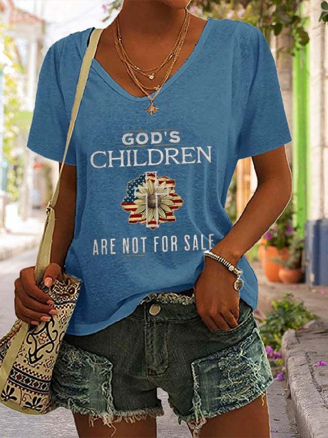 Women's God'S Children Are Not For Sale Print Short Sleeve T-Shirt
