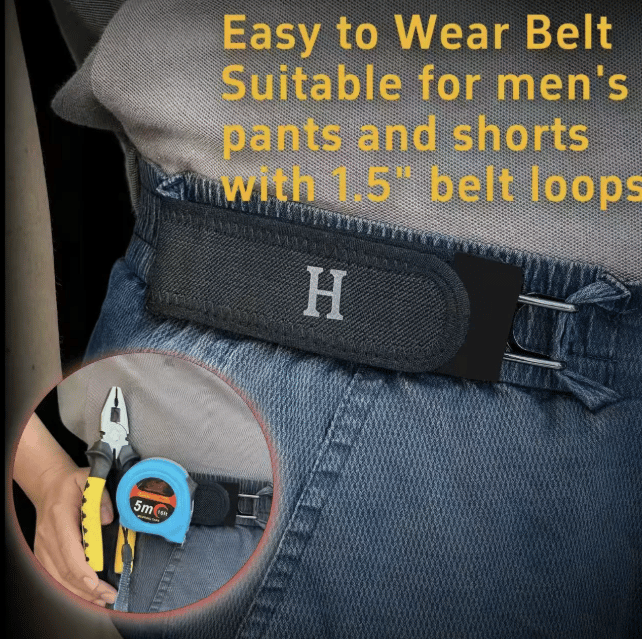 Tactical Metal Hook Elastic Belt (Unisex) - Patented No - Buckle Invisible Design, Soft Adjustable Side