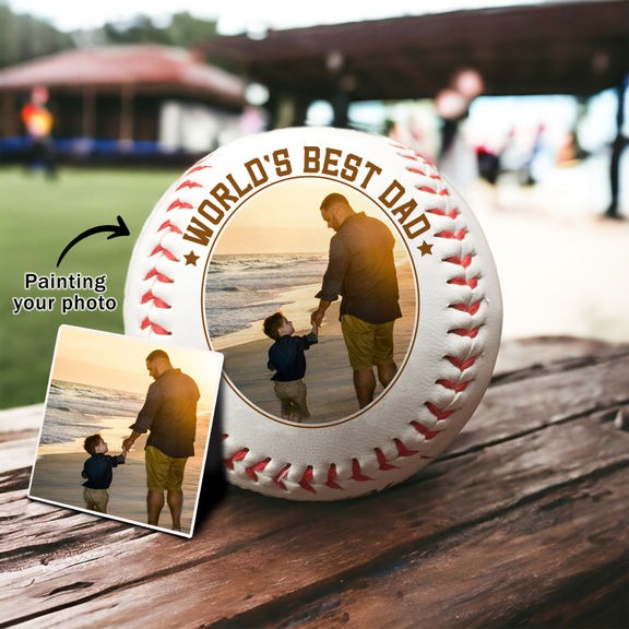 Personalized Fathers Day - Gifts for Dad - World's Best Dad - Engrave Your Favorite Photo on Baseball Balls - Custom photo Baseball Balls