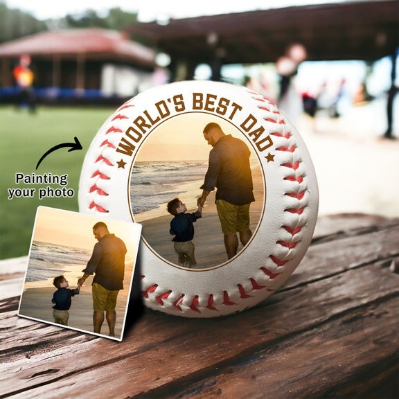 Personalized Fathers Day - Gifts for Dad - World's Best Dad - Engrave Your Favorite Photo on Baseball Balls - Custom photo Baseball Balls