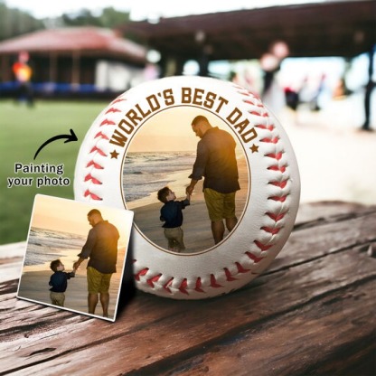 Personalized Fathers Day - Gifts for Dad - World's Best Dad - Engrave Your Favorite Photo on Baseball Balls - Custom photo Baseball Balls