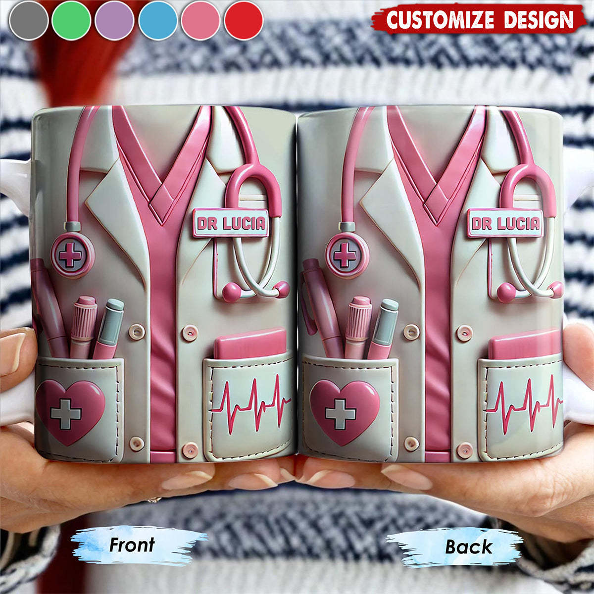 Medical Appreciation Design With Stethoscope - Personalized Coffee Mug - Gift For Medical Professionals