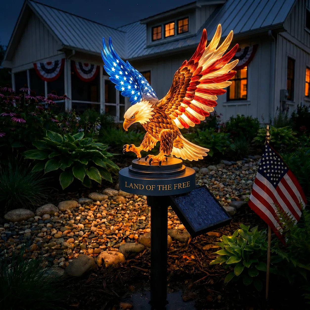 🔥LAST DAY 50% OFF – Solar Eagle Garden Light – A Glowing Tribute to American Freedom
