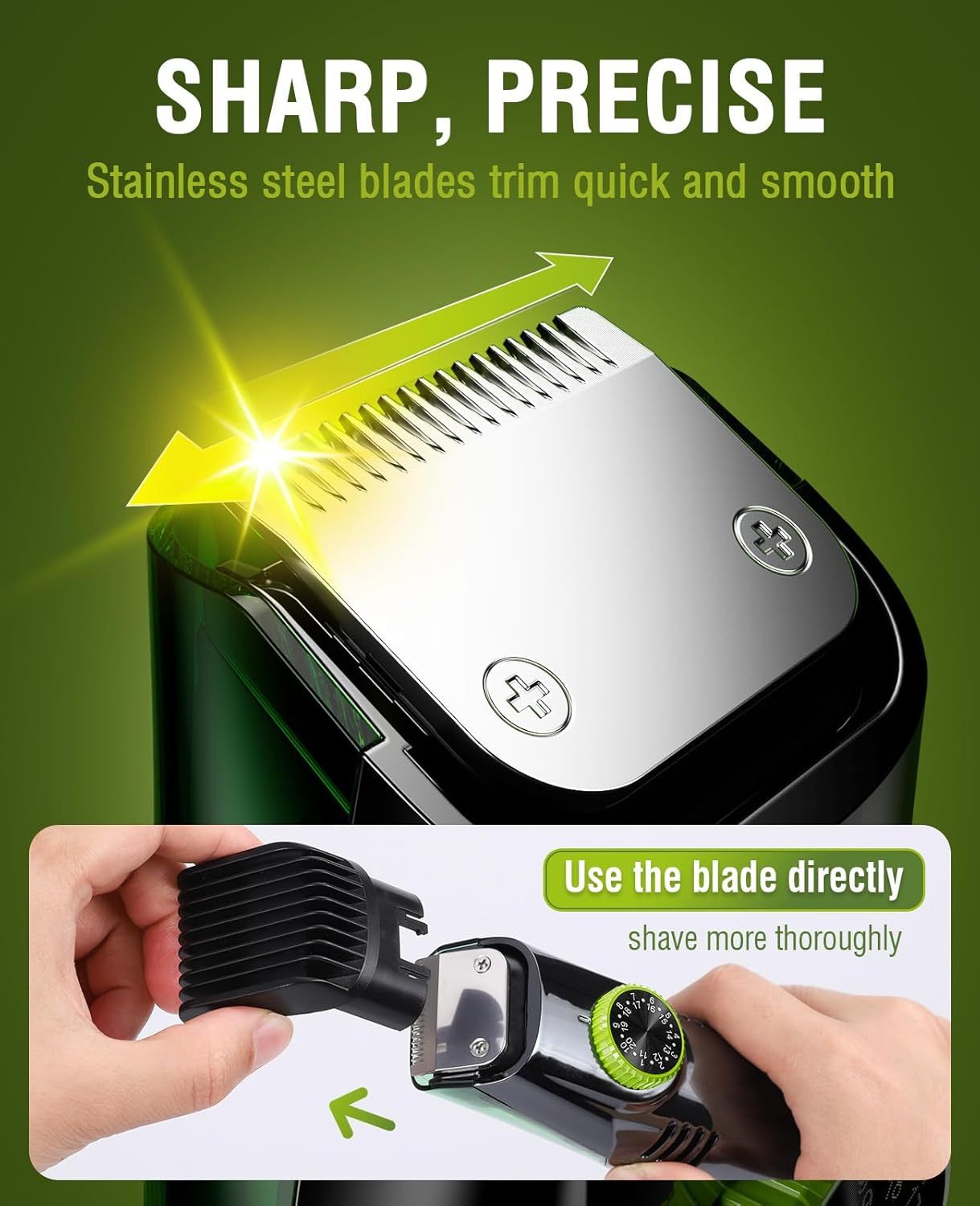 Built-in Vacuum Trimmer for Mustache, Sideburns, Facial Hair, Rechargeable, IPX6 Waterproof, 2 Comb, Comfort face 2in1 Electric Razor rechargeable men 2025 ornament
