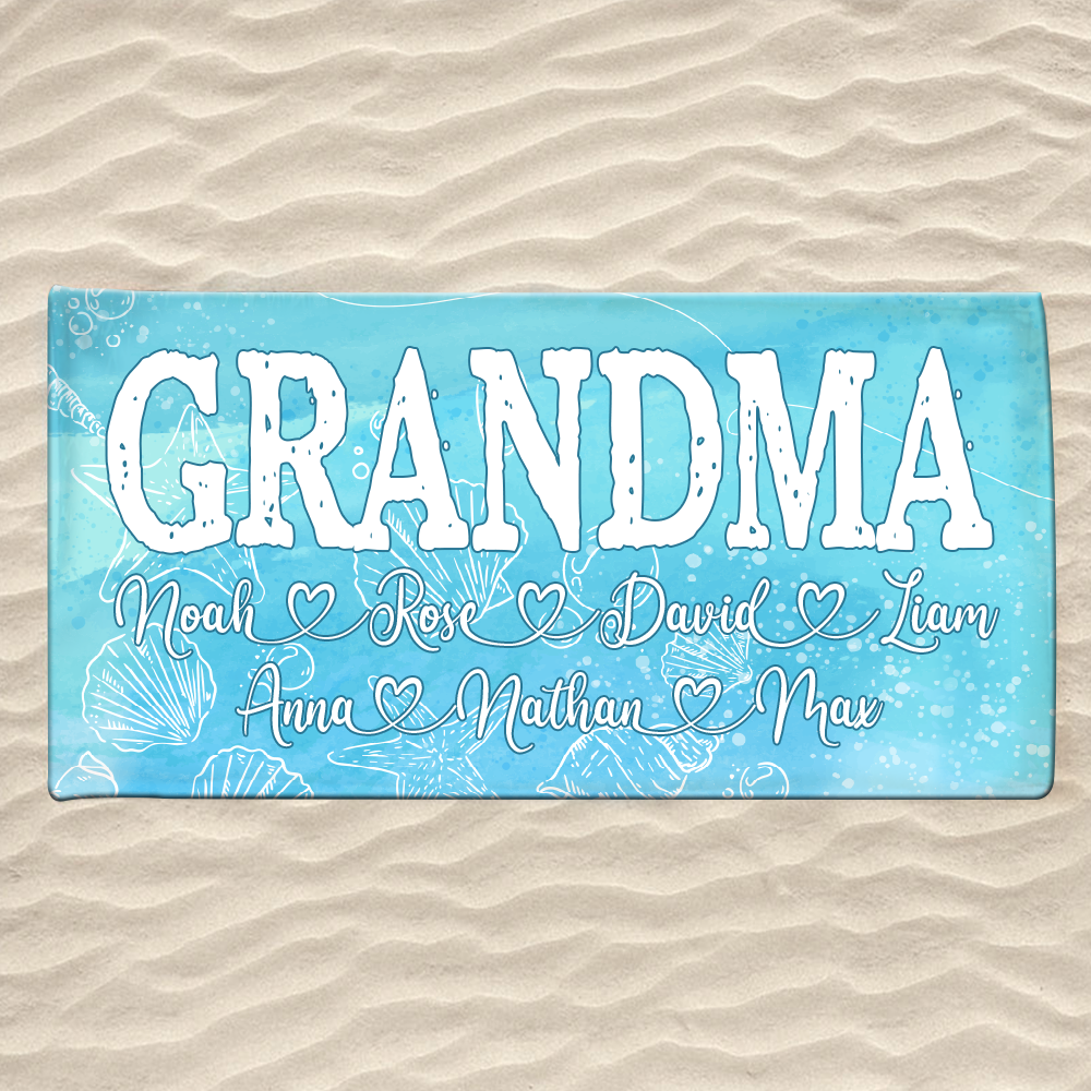 Beach Towel For Grandma, Beach Love Gift For Grandma And Kids, Summer Beach Towe