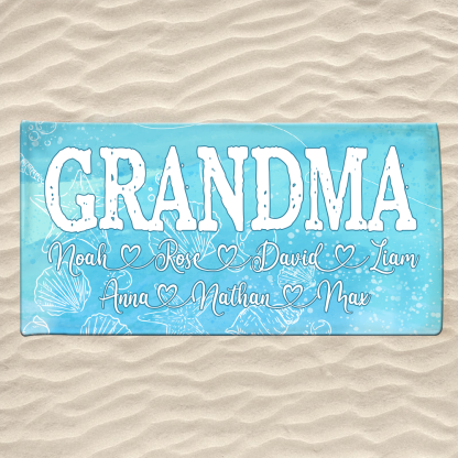 Beach Towel For Grandma, Beach Love Gift For Grandma And Kids, Summer Beach Towe
