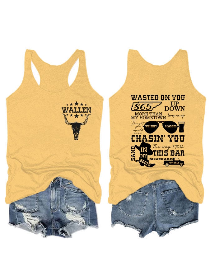 Women's Wallen Last Night We Let The Liquor Talk Print Vest