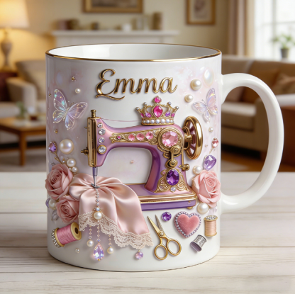 Personalized sewing machine mug