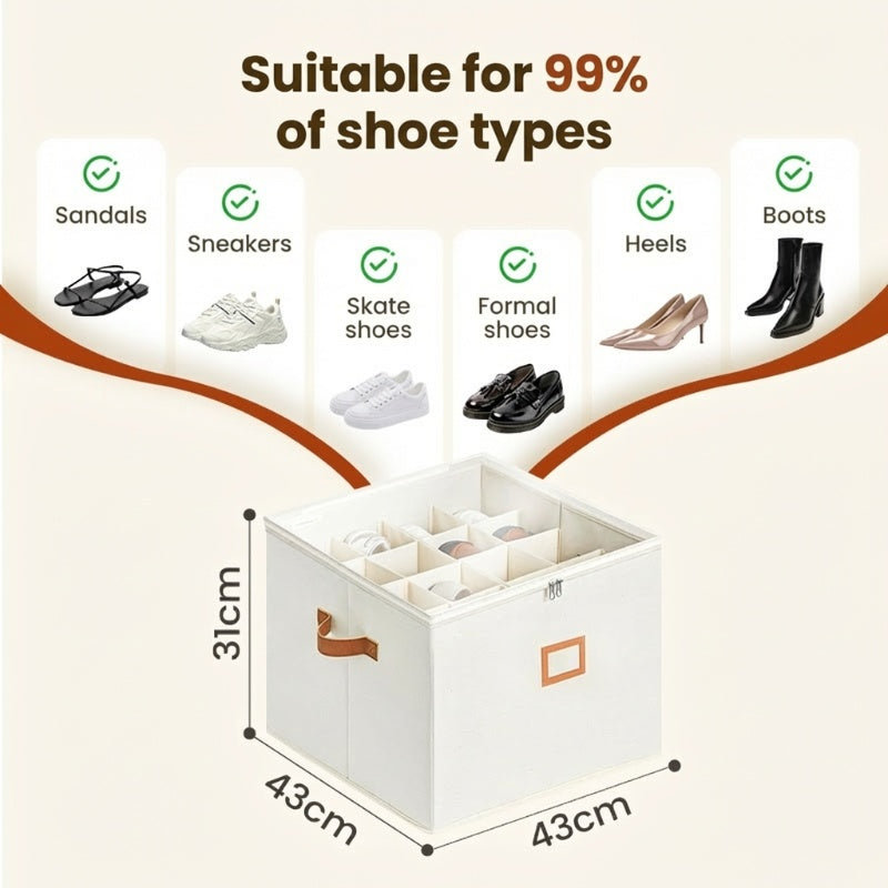 📢📢50% OFF !!!⏰ Fabric Shoe Organizer Storage Box👟– Foldable Design, Large Capacity, Dustproof & Breathable, Space-Saving for Closet & Bedroom 🧺