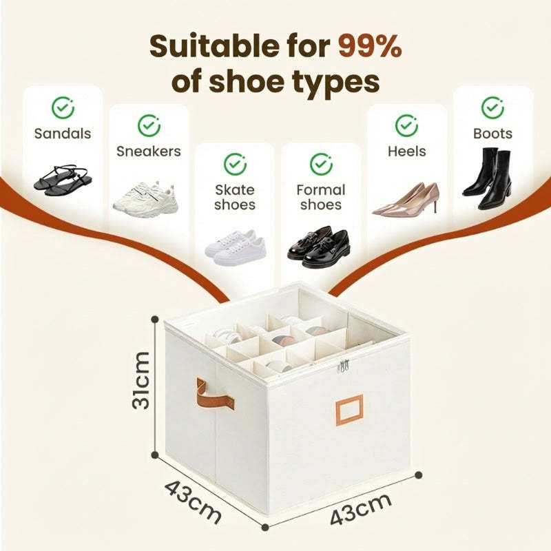 📢📢50% OFF !!!⏰ Fabric Shoe Organizer Storage Box👟– Foldable Design, Large Capacity, Dustproof & Breathable, Space-Saving for Closet & Bedroom 🧺