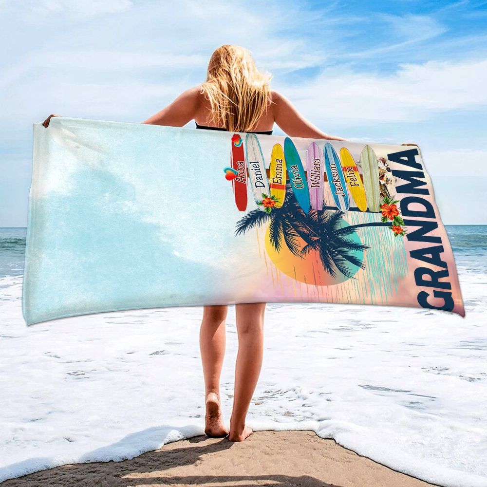 Personalized Sea Towel, For Summer Grandma And Kids, Turtle Pool Towel, Towel
