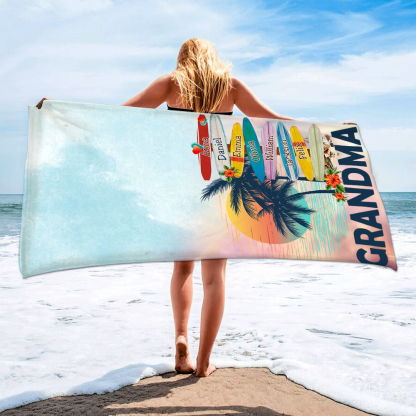 Personalized Sea Towel, For Summer Grandma And Kids, Turtle Pool Towel, Towel